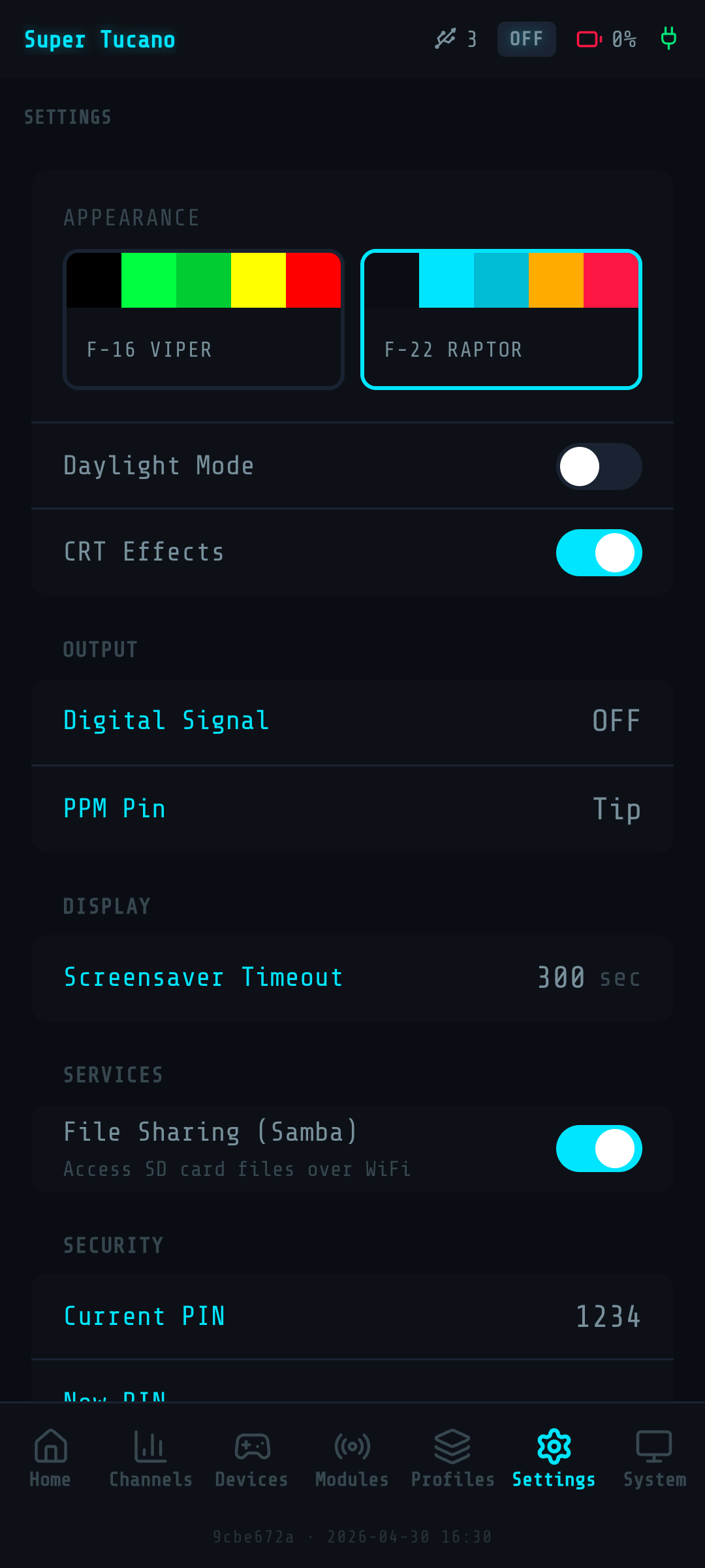 Web UI settings — theme toggle